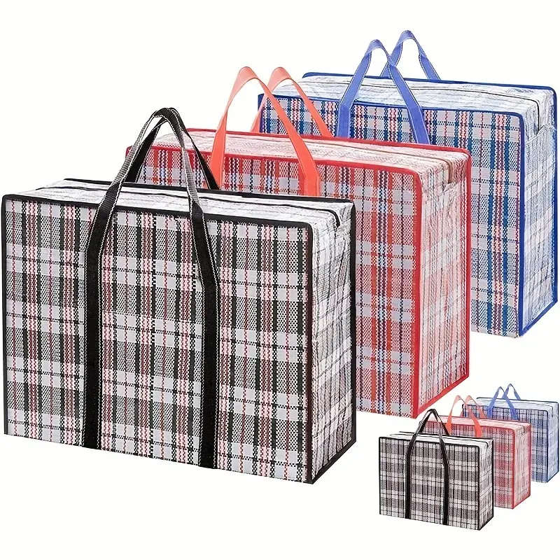 3pcs Large Moving Storage Bags Versatile Quilt Toy and Clothes Organizer with Zippers Durable Plasti