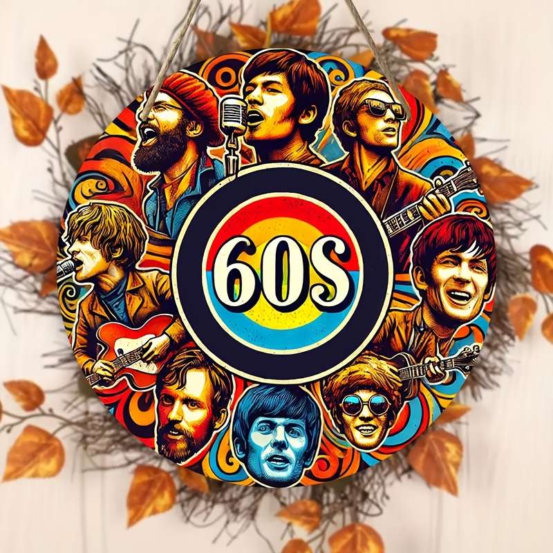 1pc  Americana Style 60s Music Legends Wooden Sign 2D Print Wall Art Multipurpose Door Mount D