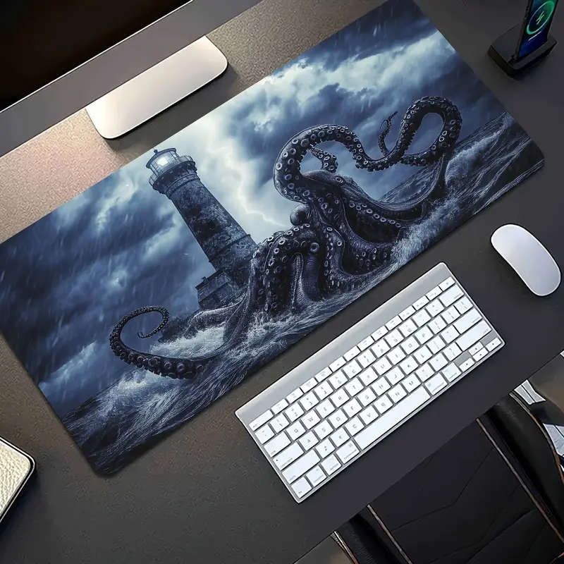1pc 30x80cm Sea Monster Lighthouse Storm Mouse Pad Soft Feel Office Desk Accessory