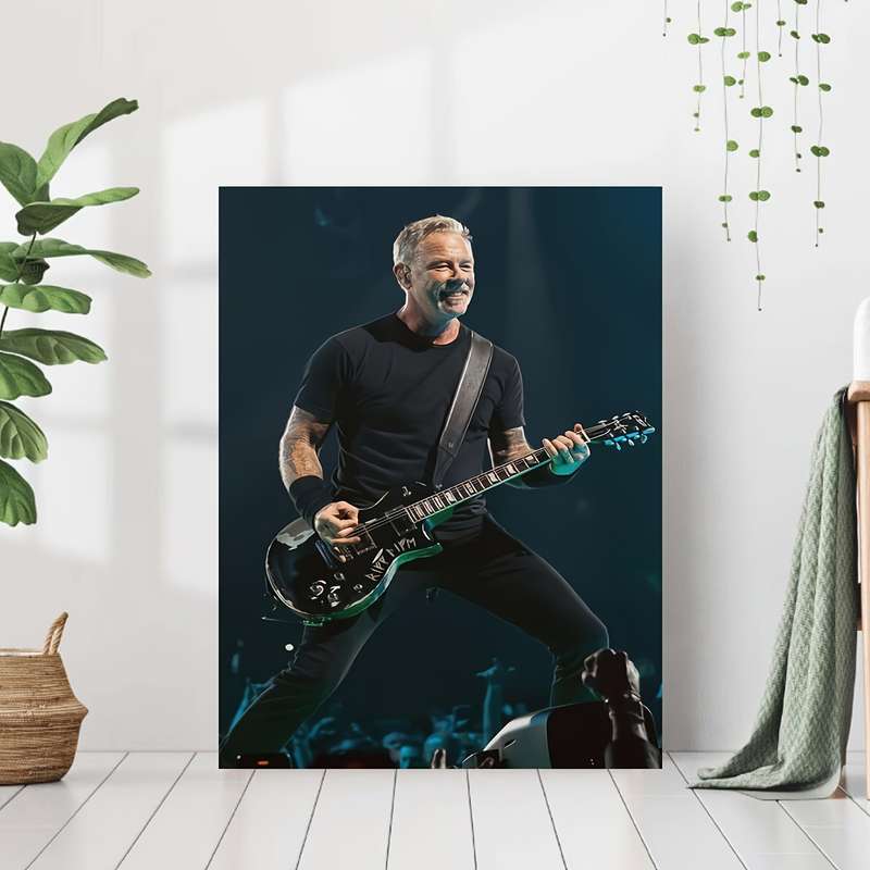 1pc  Frameless Canvas Print Iconic Black Guitarist Wall Art 30.48x45.72 cm Vibrant Live Perf