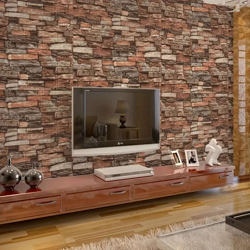 50pcs Brick Texture Self-Adhesive 3D Wall Stickers