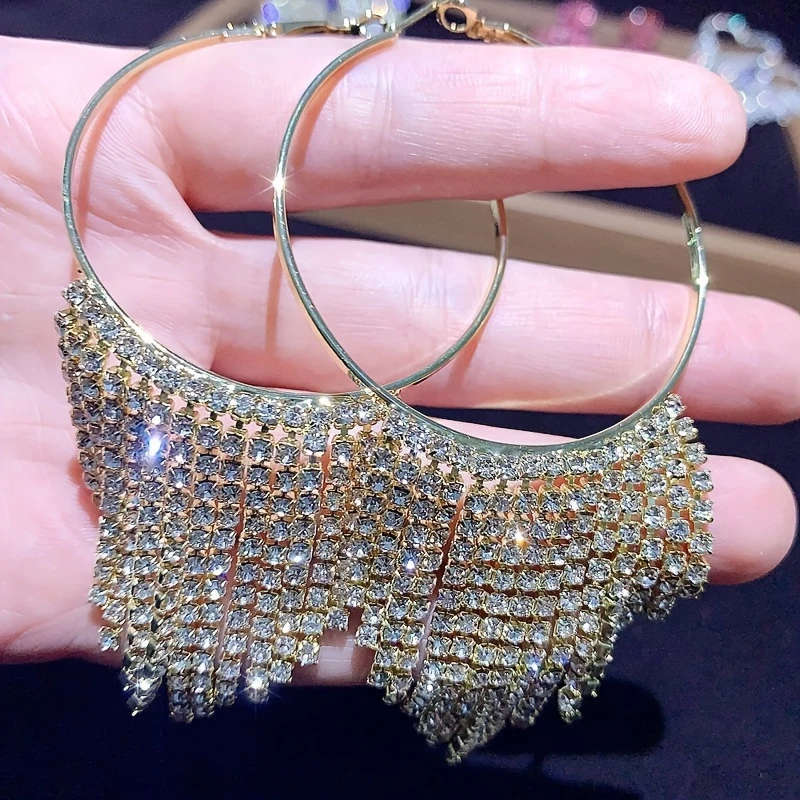 5 Pairs/Pack Luxury Synthetic Zircon Inlaid Copper Long Women's Earrings