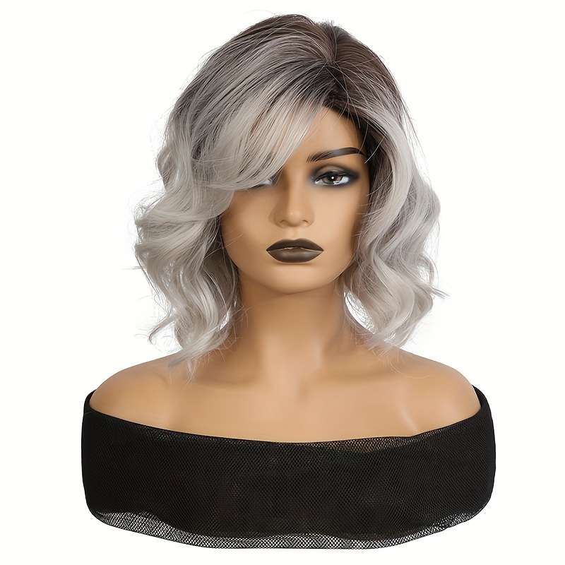1Pc Brown With Golden Highlights 30.48cm Fashion Design Wig