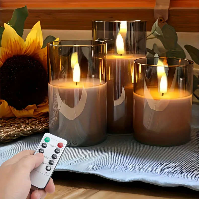 3 Flameless Candles with Remote Timer