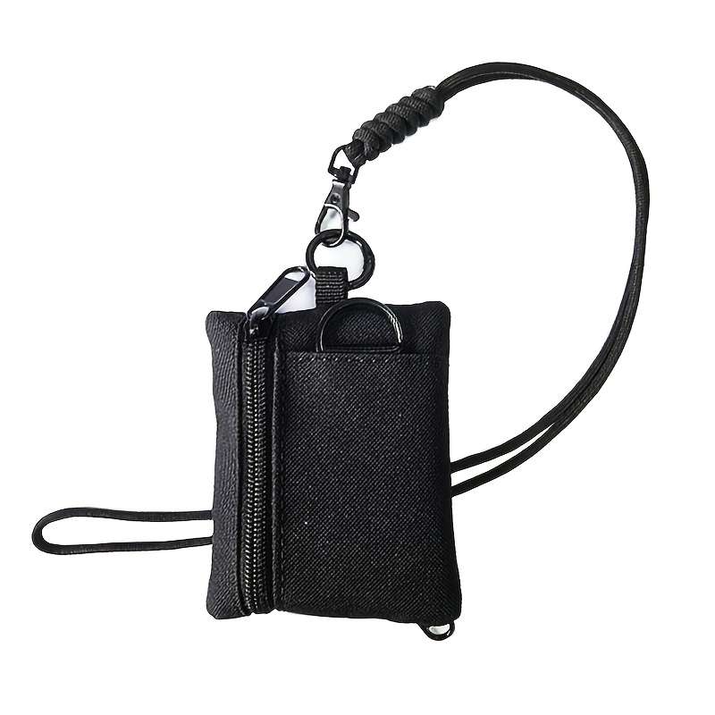 1pc Nylon Casual Style Outdoor Neck Pouch Men's Small Card Holder Coin Purse Key Case with Lan