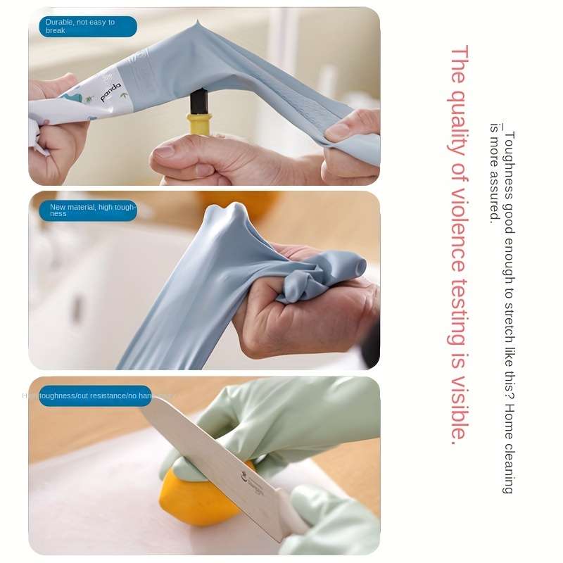 2pcs Housework Cooking Brush Pot Cleaning Cartoon Rubber Gloves Kitchen Dishwashing Gloves