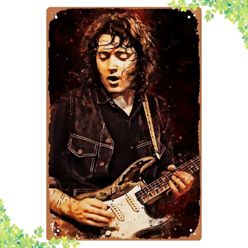 1pc Vintage Rock Guitarist Metal Wall Art Watercolor Portrait Electric Guitar Energy Perfect Gi