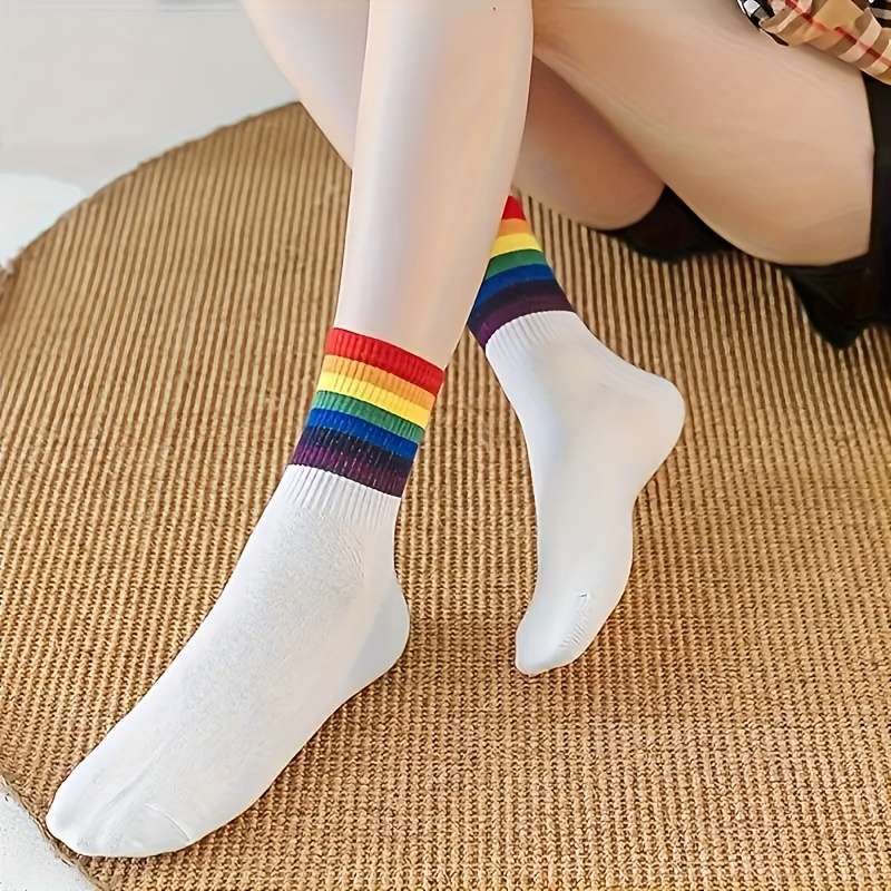 6 Pairs Mixed Color Pack One Size High Elastic Socks