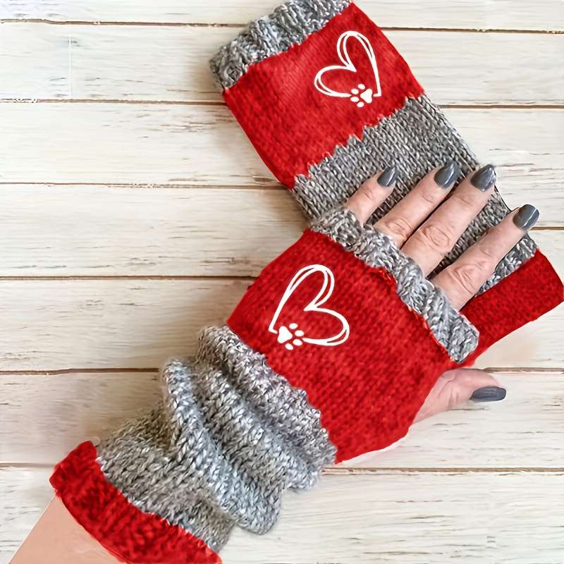 1 Pair Red Warm Gloves