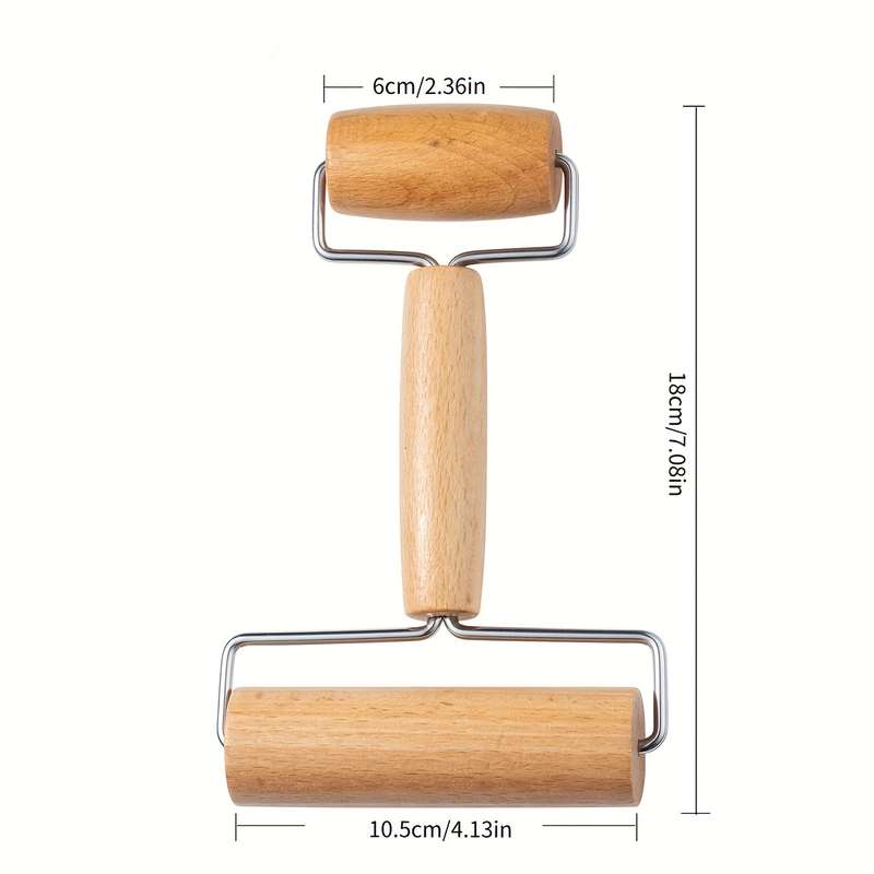 1pc Easy-Grip Dual-Ended Rolling Pin Stainless Steel Wood Perfect for Pizza Pie Cookies Dum