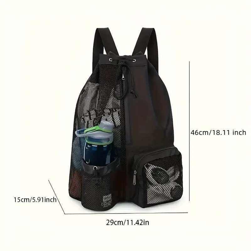 1pc Swimming Bag Mesh Drawstring Backpack with Wet Bag Beach Backpack Outdoor Water Fitness Gym Back