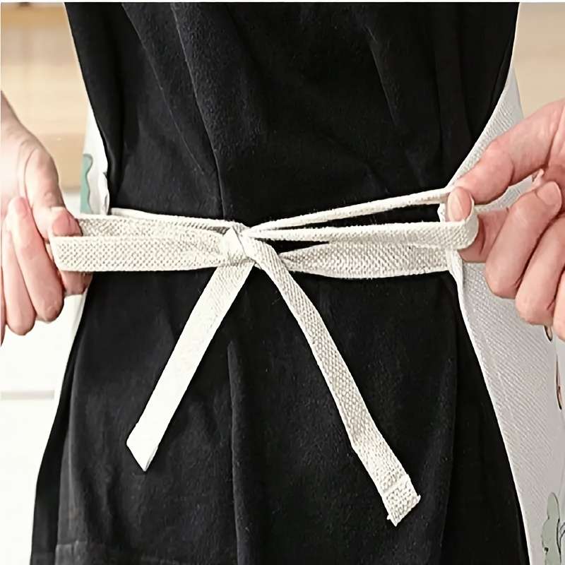 1PC Linen Apron with Charming Rooster Print Perfect for Home Restaurant or Cafe Durable
