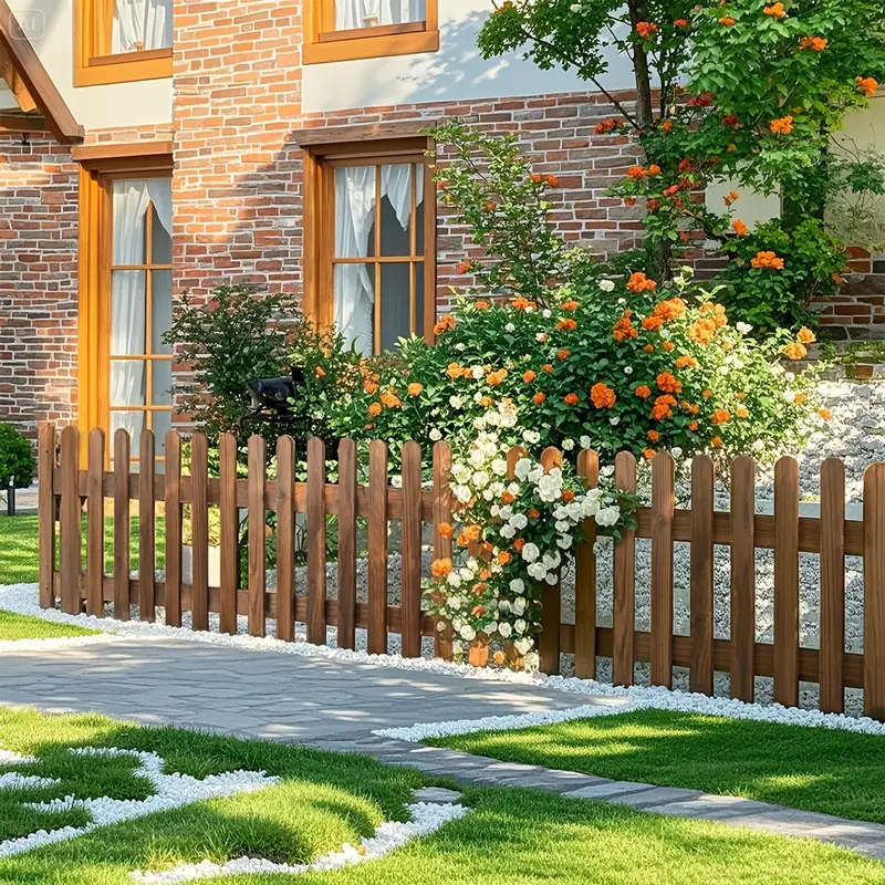 4 Piece Rustic Redwood Garden Fence