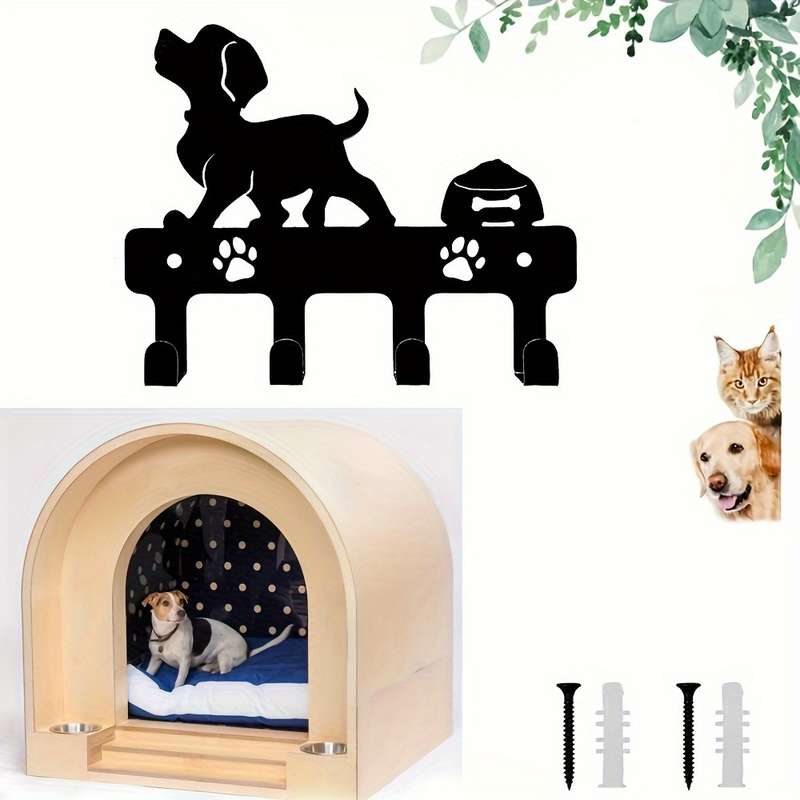 Charming Metal Dog-Shaped Key HolderRust-Proof Easy-to-Install Wall Mount for Keys Towels  Mor