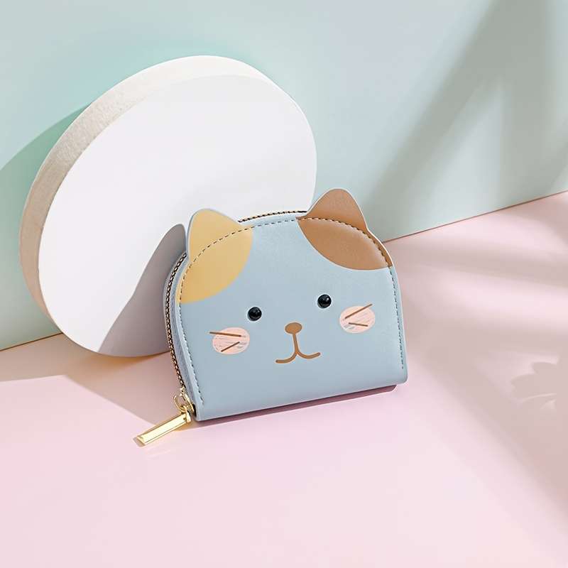 1pc Girl's Wallet Card Holder Women's Mini Coin Purse with 2 Coin Compartments + 9 Card Slots Cute
