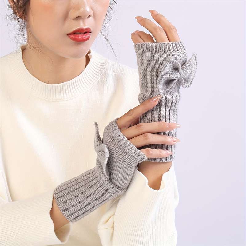 1 Pair Khaki Warm Gloves