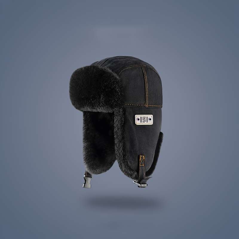 1pc Unisex Bomber Hat with Earflaps 100% Polyester Winter Pilot Cap Lightweight Knit Non-Stretc