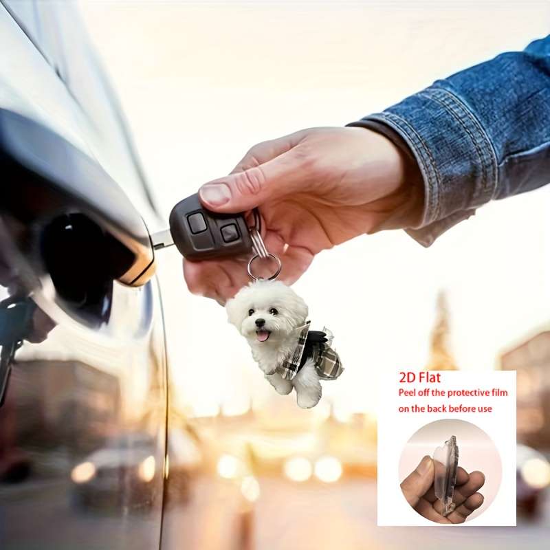 1pc 2D Flat    8cm 3.14in Cute Acrylic Pendant Car Rearview Mirror Pendant Backpack Pen