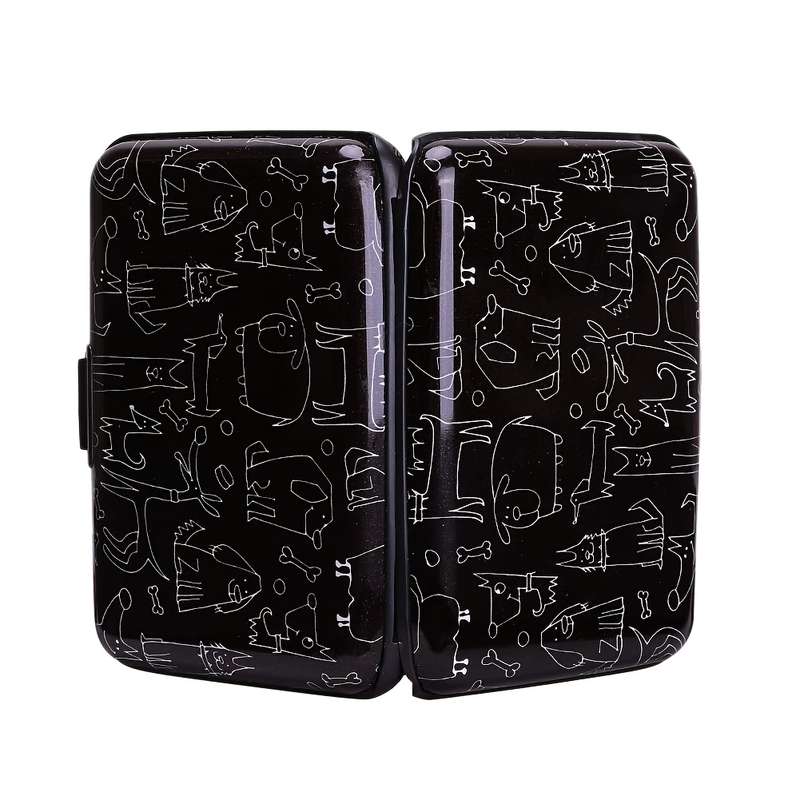 1pc RONG REN HUI Modern Egyptian-Inspired Line Art RFID Blocking Aluminum Wallet Compact Metal Ca