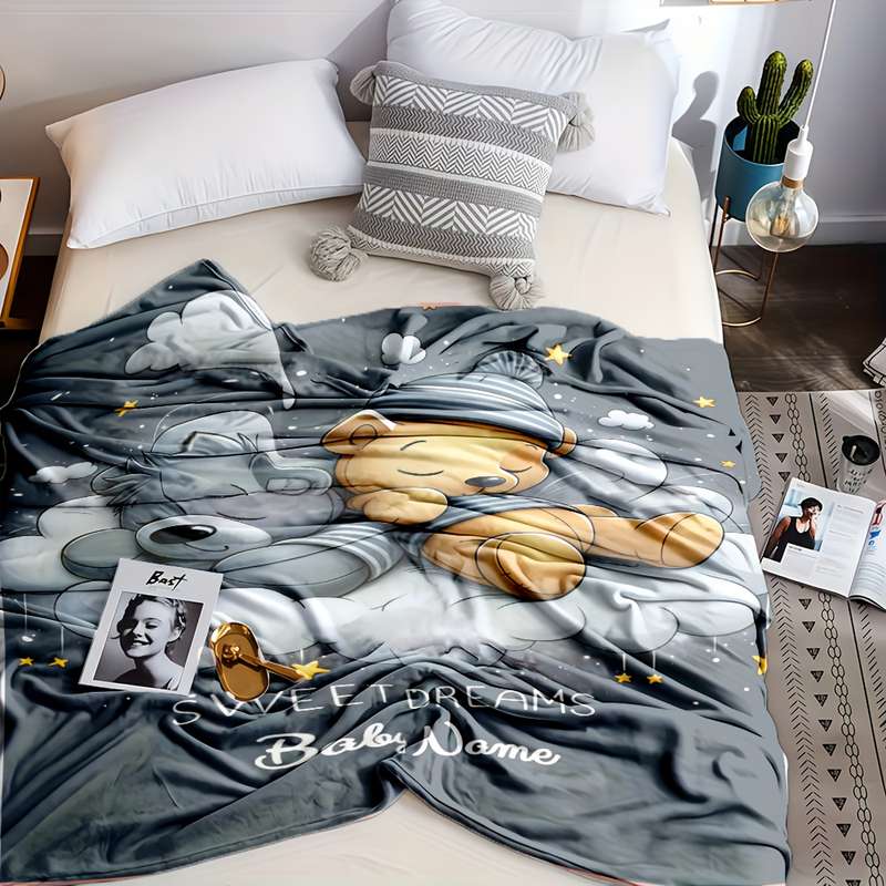 1ps Blanket Color Little Rabbit Yellow size 70cmx100cm