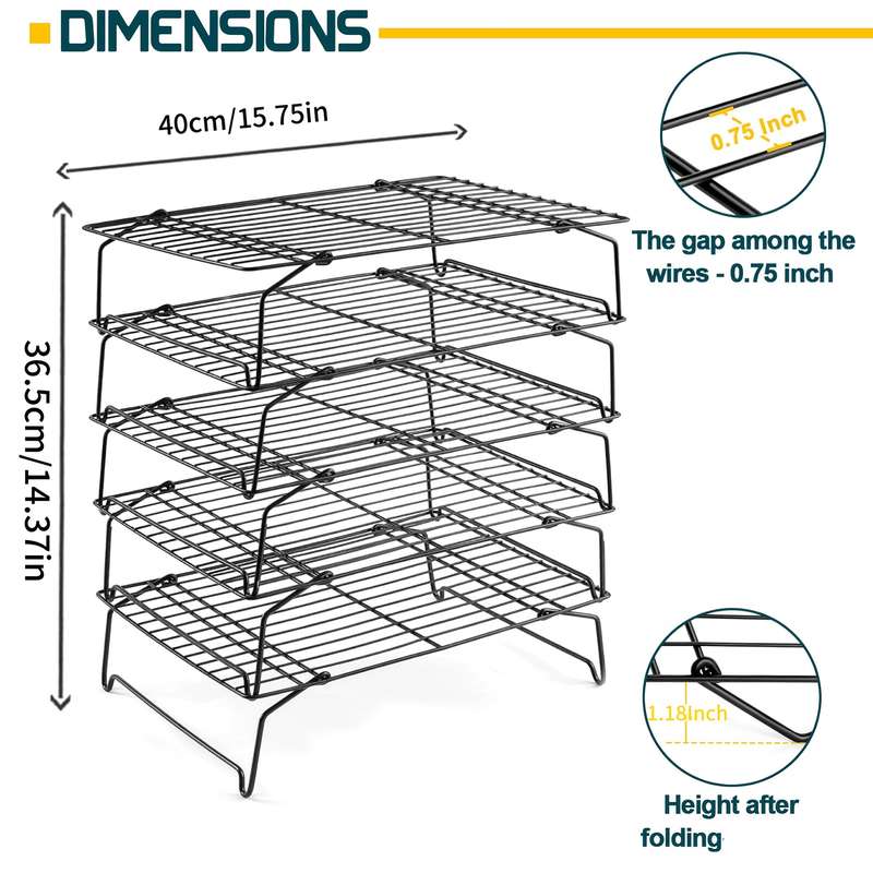 5pcs Cooling Rack Set Stackable Baking and Cooking Rack for Cooling Grilling Foldable and Hea