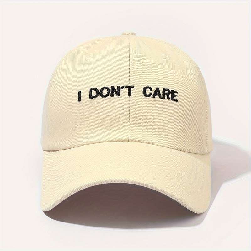 1pc I DON'T CARE Embroidery Sun Protection Baseball Cap Unisex Outdoor Casual Vacation Headwear
