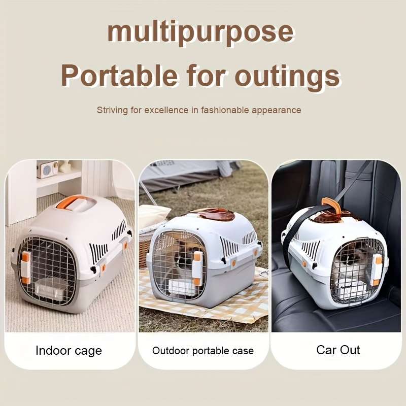 1pc Gray Airplane Box Add Hanging Bowl Add Partition Pet Bag