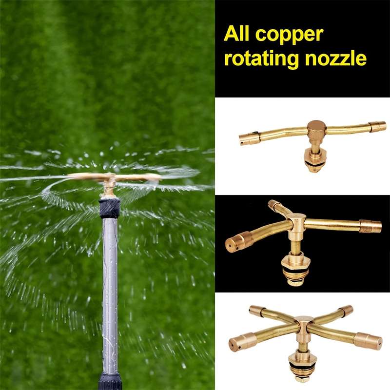 1Pc 3 Arms Whirling Sprinkler Automatic Rotary Brass Sprayer