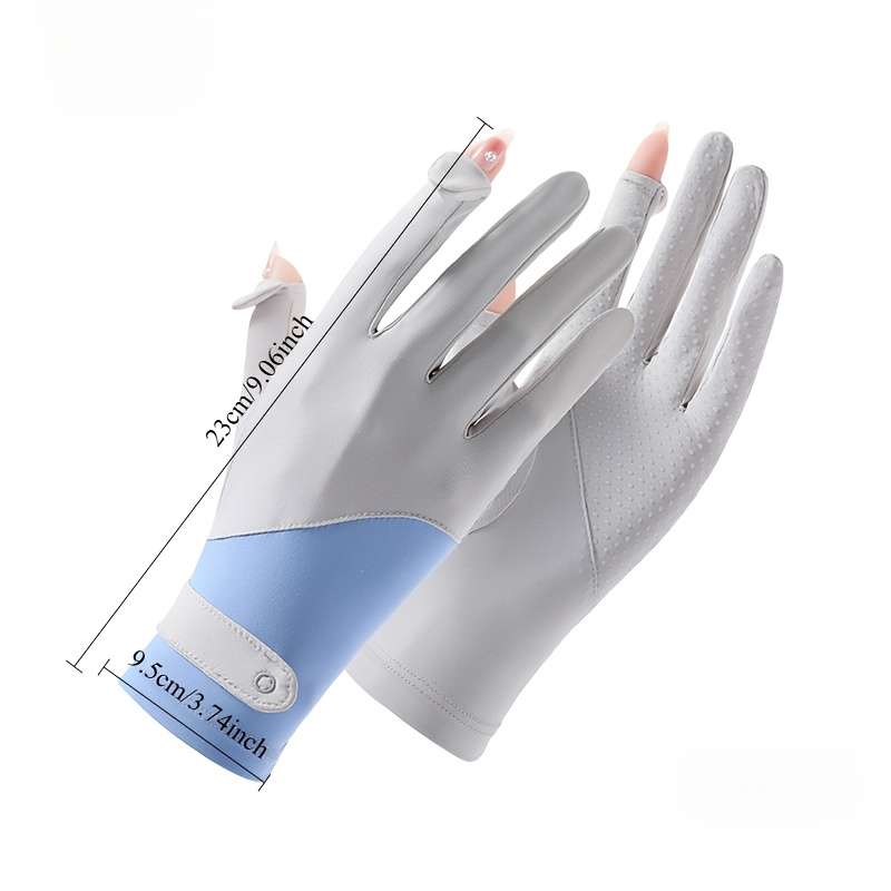 1 Pair Gray Blue Breathable Non Slip Gloves