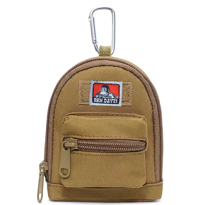 1pc Black Nylon Mini Backpack Key Bag Unisex Compact Wallet Earphone Pouch with Multiple Zipper