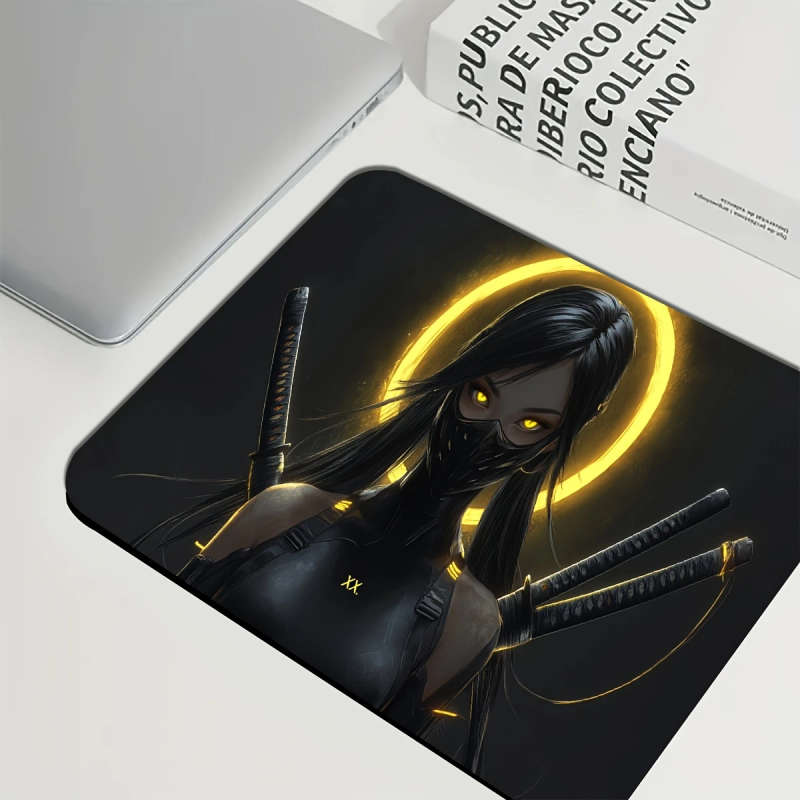 1pc 21x26cm Ninja Moonlight Themed Mouse Pad Waterproof Non-Slip Washable Desk Mat