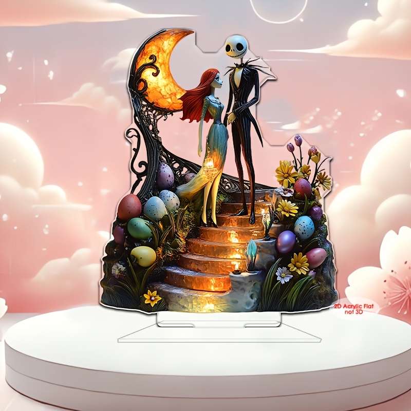 1pc 2D Flat  Classic  Plane Detachable Acrylic Tabletop Ornament Disney Jack and Sally Romance