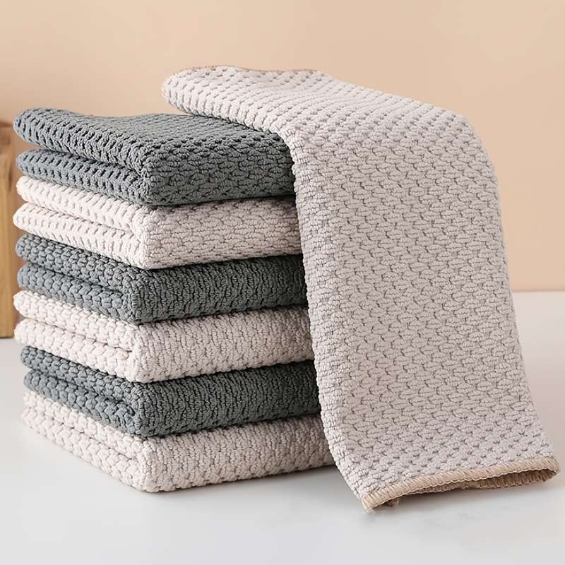 4pcs Ultra-Soft Microfiber Kitchen Towels High-Absorbency Double-Sided Waffle Texture Easy-