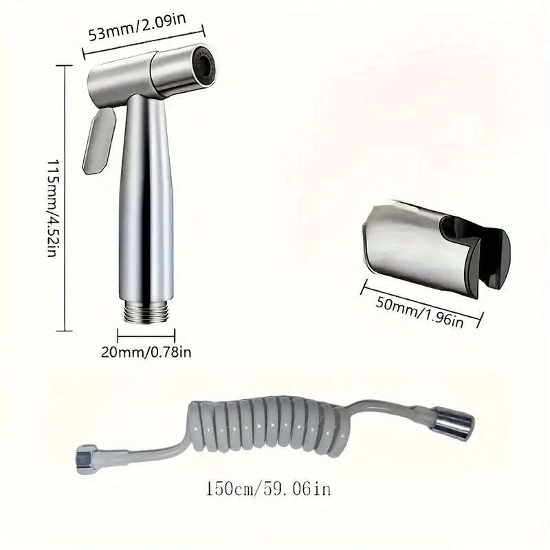 3Pcs Set Luxury Stainless Steel High Pressure Handheld Showerhead Set With Bidet Toilet Sprayer And