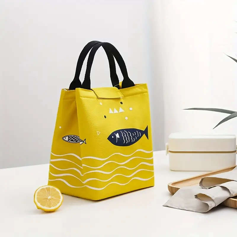 1pc Animal Theme Oxford Cloth Insulated Lunch Bag Waterproof Thermal Tote for Students Office Worker
