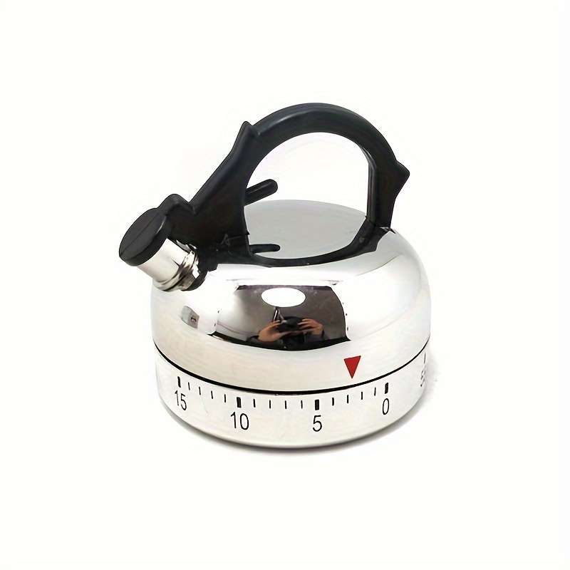 1pc Stainless Steel 60-Minute Kitchen Timer Mechanical Teapot Shaped Countdown Clock For Coo