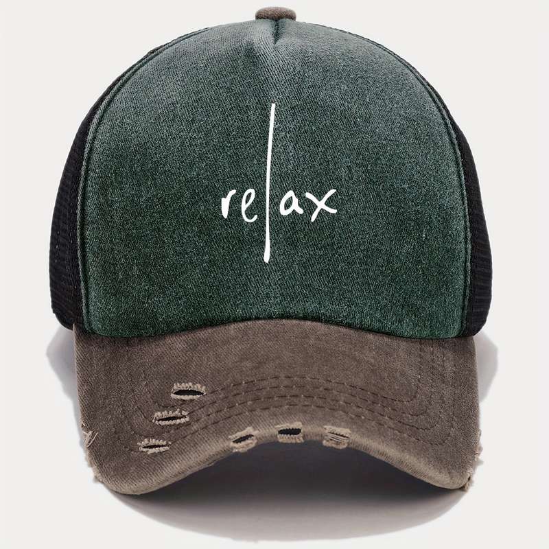 1pc RELAX" Artistic Letter Print Baseball Cap Multicolor Blend Trucker Hat Lightweight Breatha