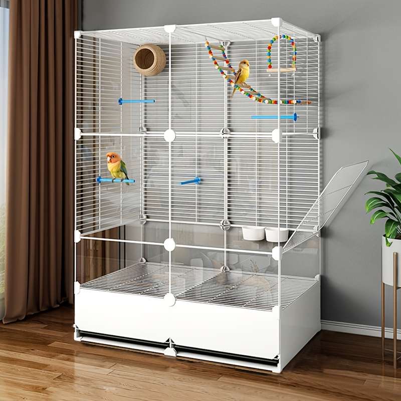 1pc Black Model Anti-splash food 2 rows 2 layers 1 rowPet Cage