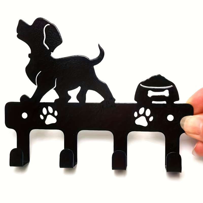 Charming Metal Dog-Shaped Key HolderRust-Proof Easy-to-Install Wall Mount for Keys Towels  Mor
