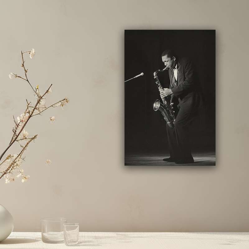 1pc  Frameless Star Art Deco Canvas Wall Art John Coltrane Jazz Poster Black White Saxophone