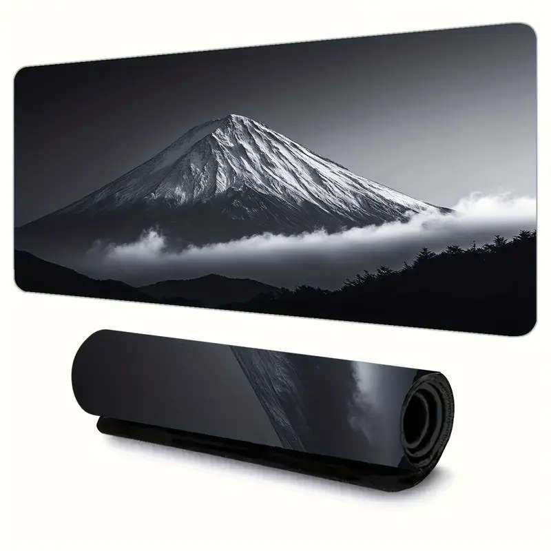 1pc 30x80cm Vibrant Black and White Mount Fuji Gaming Mouse Pad Non-Slip Rubber Base