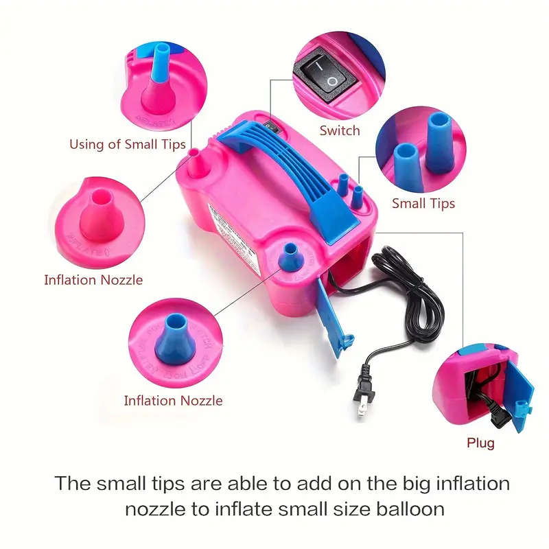 Electric Balloon Pump, Portable Dual Nozzle Inflator, 600W Balloon Blower Machine for Party Decorati