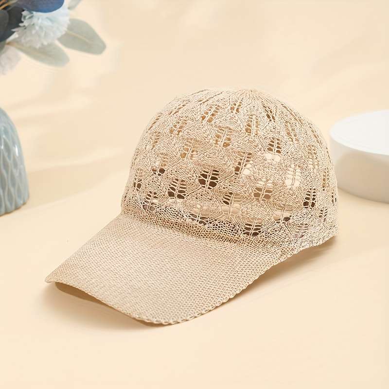 1pc Breathable Mesh Baseball Cap for Women Adjustable Lightweight Stylish Sun Hat with Hollow-