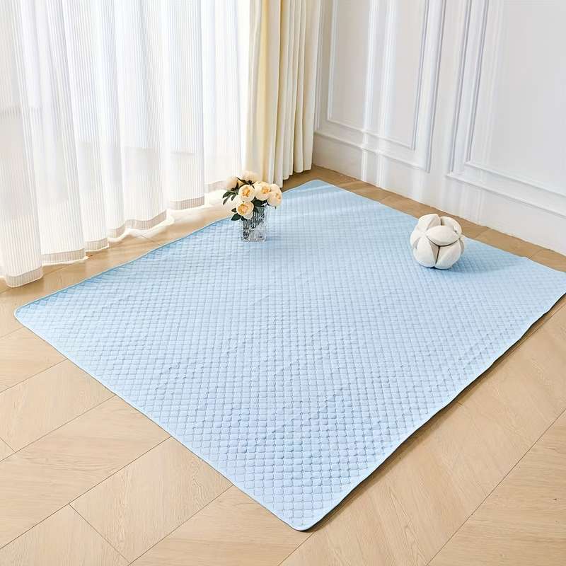 1piece Ice Silk Checkered Pad   Grey Cooling Pad