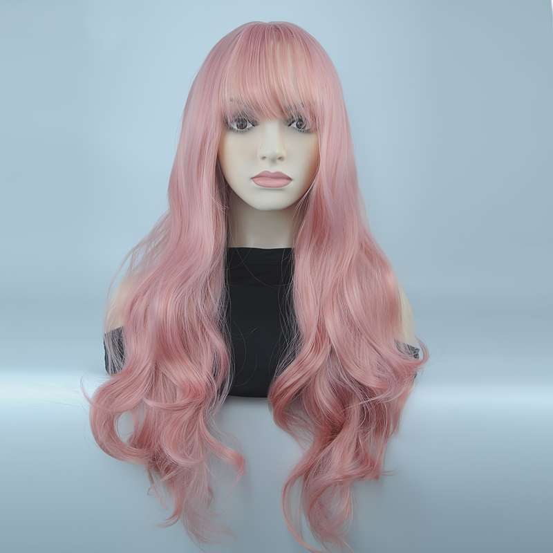 1Pc Pink Color 66.04cm Fashion Design Wig