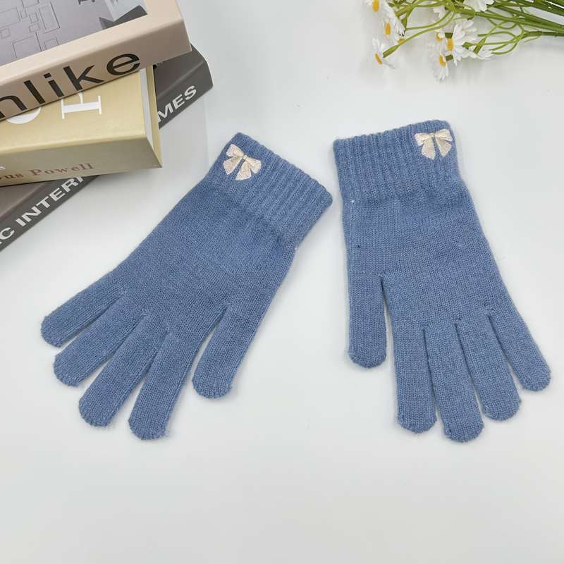 1 Pair Red Gray Warm Gloves