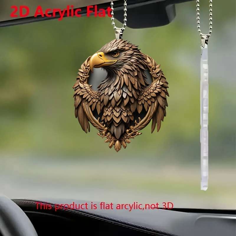1pc 2D Flat    Acrylic Eagle Pendant Intricate Feather Design Car Hanging Ornament Bac