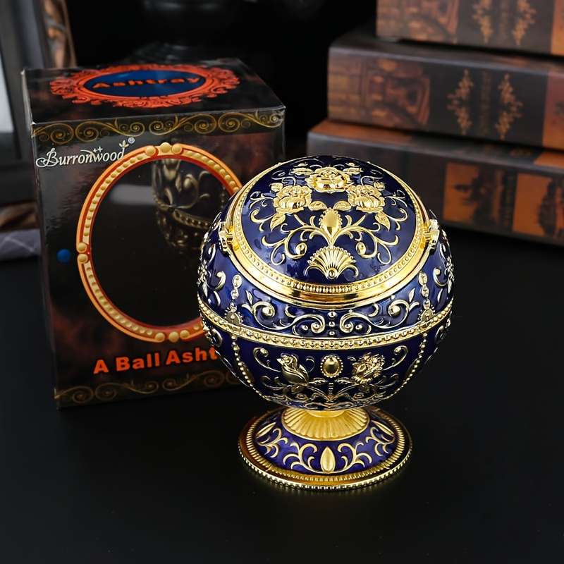 1pc Burronwood Elegant Rose-Shaped Zinc Alloy Ashtray with Lid Smoke-Free Windproof Easy to Cl