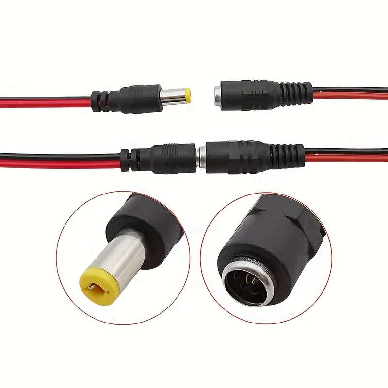 5 Pairs DC Power Male-Female Cables 12V Plug DC Adapter with ABS Resin 5.5x2.1mm Ideal for C