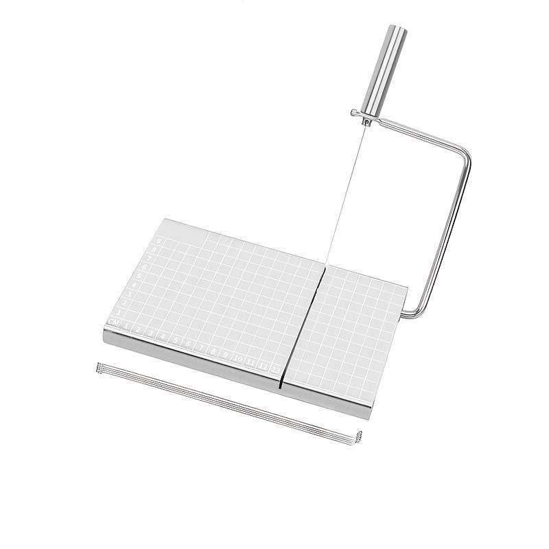 1pc Stainless Steel Cheese Slicer with Built-in Scale Manual Cheese Sausage Ham Cutter Ergono
